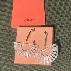 Cult Gaia Pearl and Gold Fan Earrings